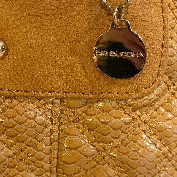 BIG BUDDHA Women’s Camel Tan Quilted Faux Snakeskin Tote Bag - Picture 6 of 7